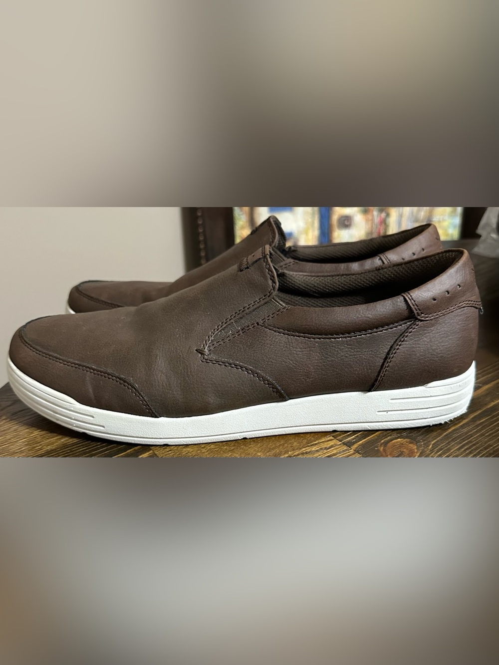 Nunn Bush Brown  Slip-On Sneakers with White Sole